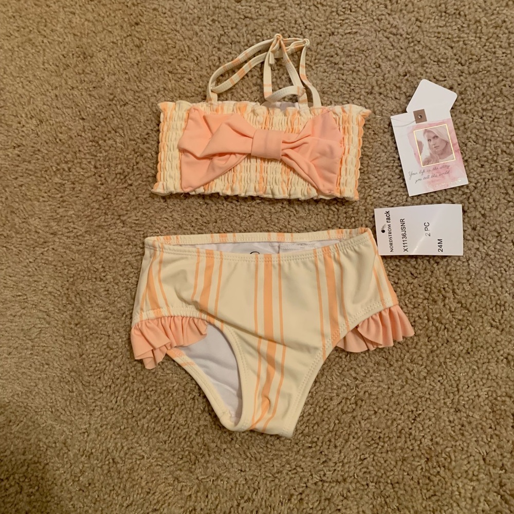 NWT Jessica Simpson pink bow swimsuits size 24M